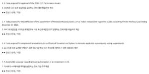 의결권 행사 내용 정보